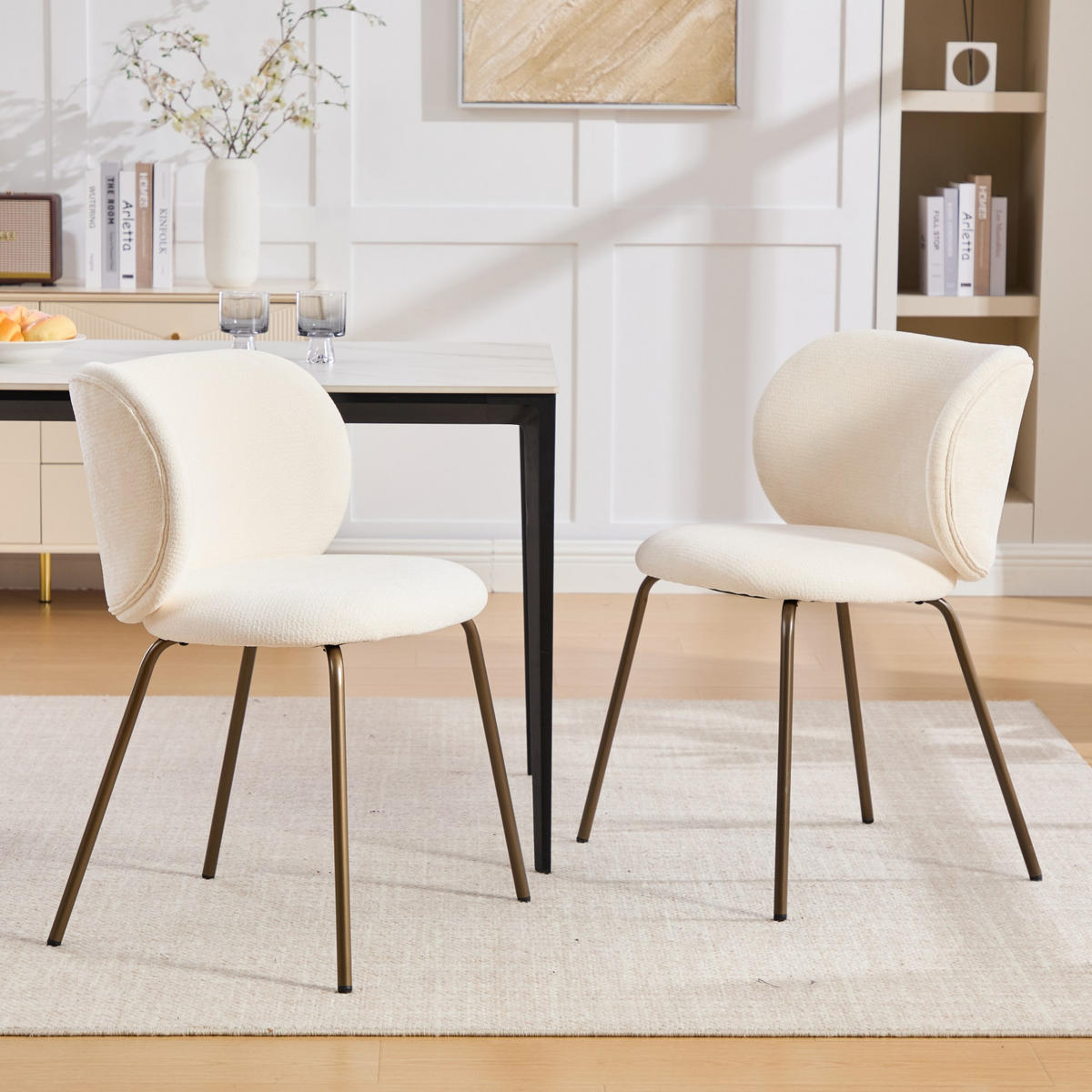 STUHL-SET DE-36344 2 Stück mit Bronzemetallbeinen Creme - Creme, Metall (52/80/46.5cm) - ComfortXL