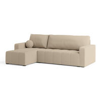 ECKSOFA VOLIRA Beige Boucle-Stoff mit Schlaffunktion - Beige, Holz (230/143cm) - MASSENO