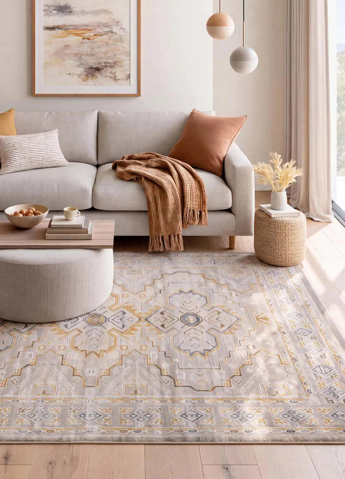 KURZFLORTEPPICH Beige / Senf Berta 115/170 cm - Dunkelgelb, Textil (115/170cm) - Atticgo