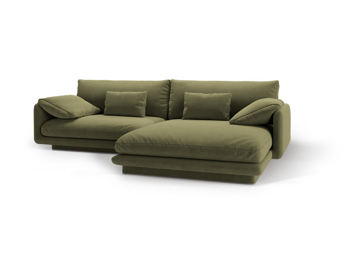 ECKSOFA rechts Torino aus Samt hellgrün 4 Sitzplätze - Hellgrün, Textil (170/250cm) - Micadoni