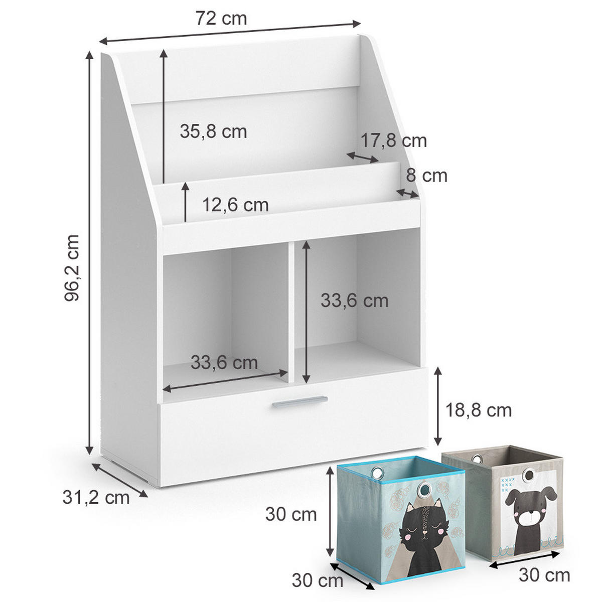 DĚTSKÁ POLIČKA Luigi Bílá - bílá, kompozitní dřevo (72/96.2/31.2cm) - Vicco