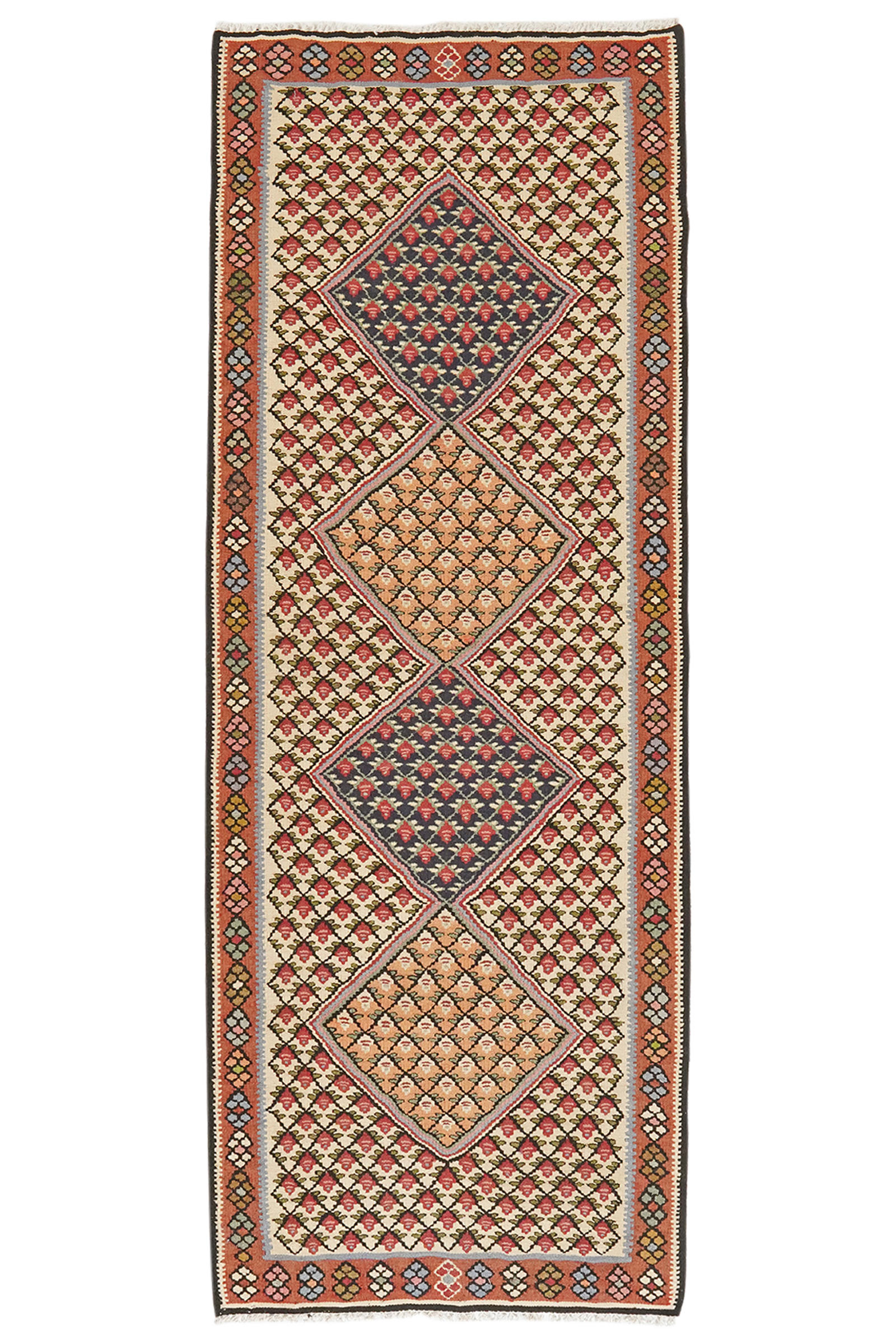 HANDWEBTEPPICH Kelim Senneh Beige 200/73 cm Schurwolle - Beige, Textil (73/200cm) - Looma