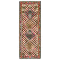 HANDWEBTEPPICH Kelim Senneh Beige 200/73 cm Schurwolle - Beige, Textil (73/200cm) - Looma