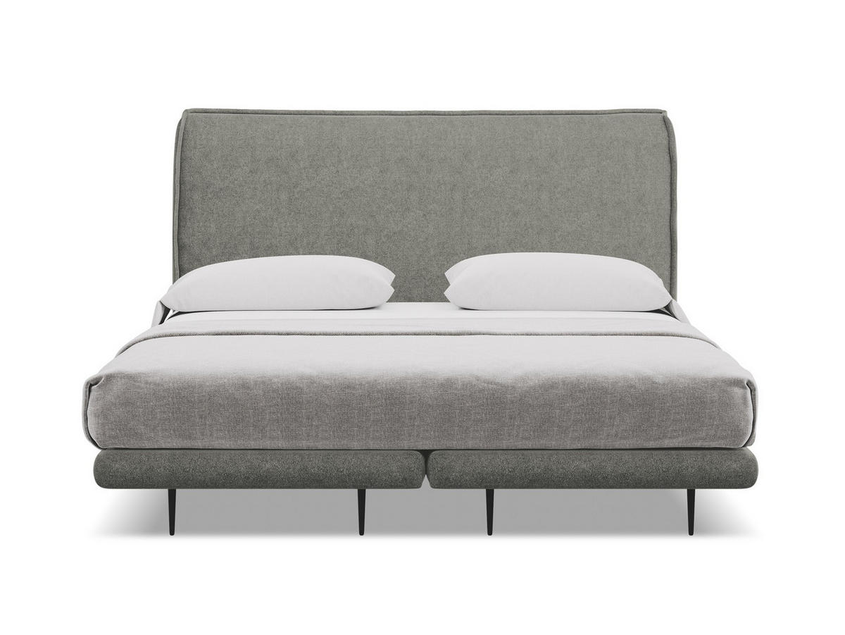 POLSTERBETT Doppelbett mit Matratze Bouclé Stoff Grau - Schieferfarben/Schwarz, Textil/Metall (140/200cm) - Makamii