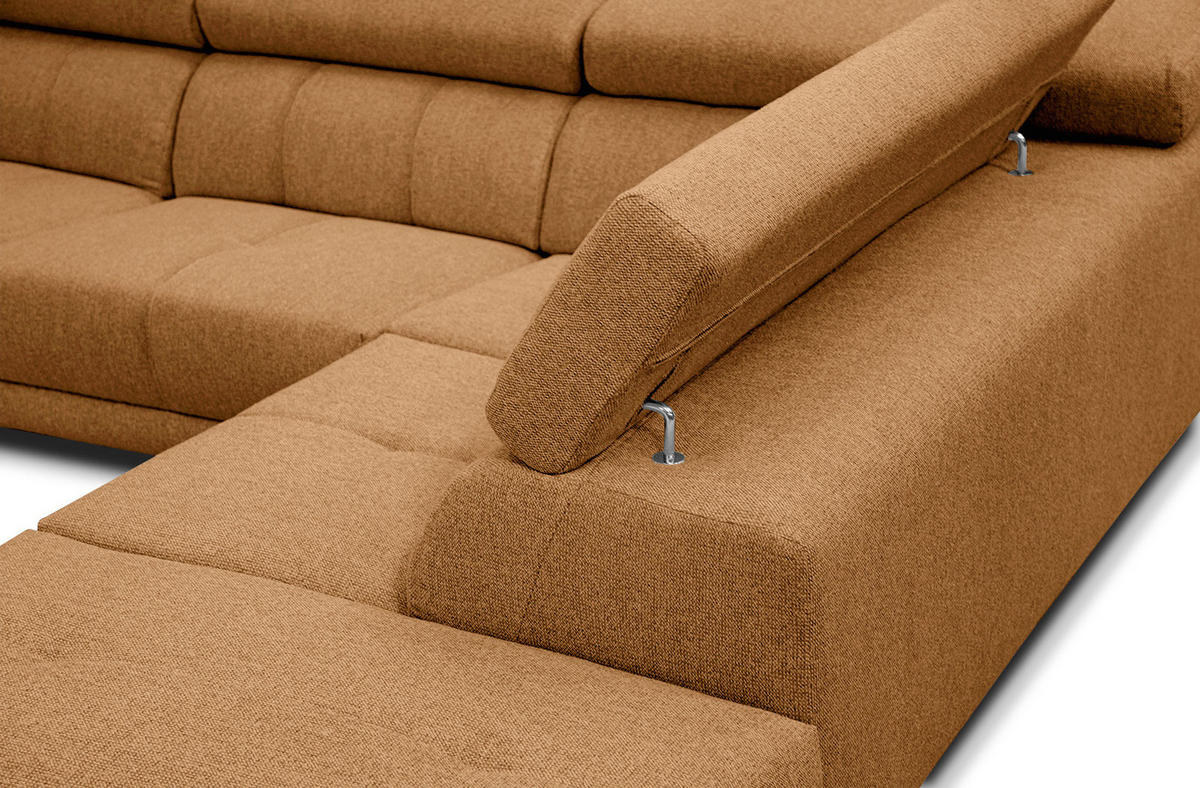 ECKSOFA MORELLO 5-Sitzer, orange - Schwarz/Orange, Holzwerkstoff/Textil (287/228cm) - Courtois Laville