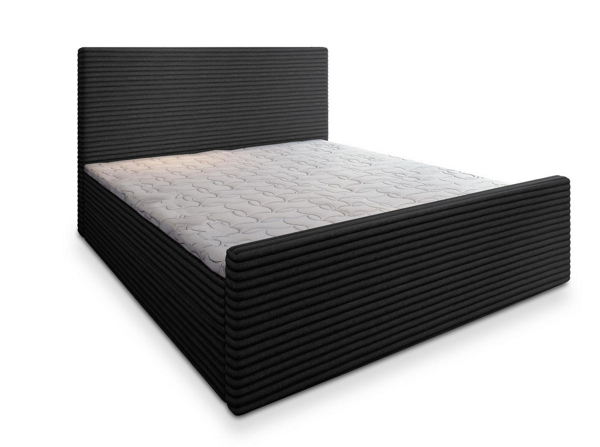 BOXBETT BRENTO 180x200 cm mit Matratze und Topper - Schwarz - Schwarz, Holz (180/200cm) - MASSENO