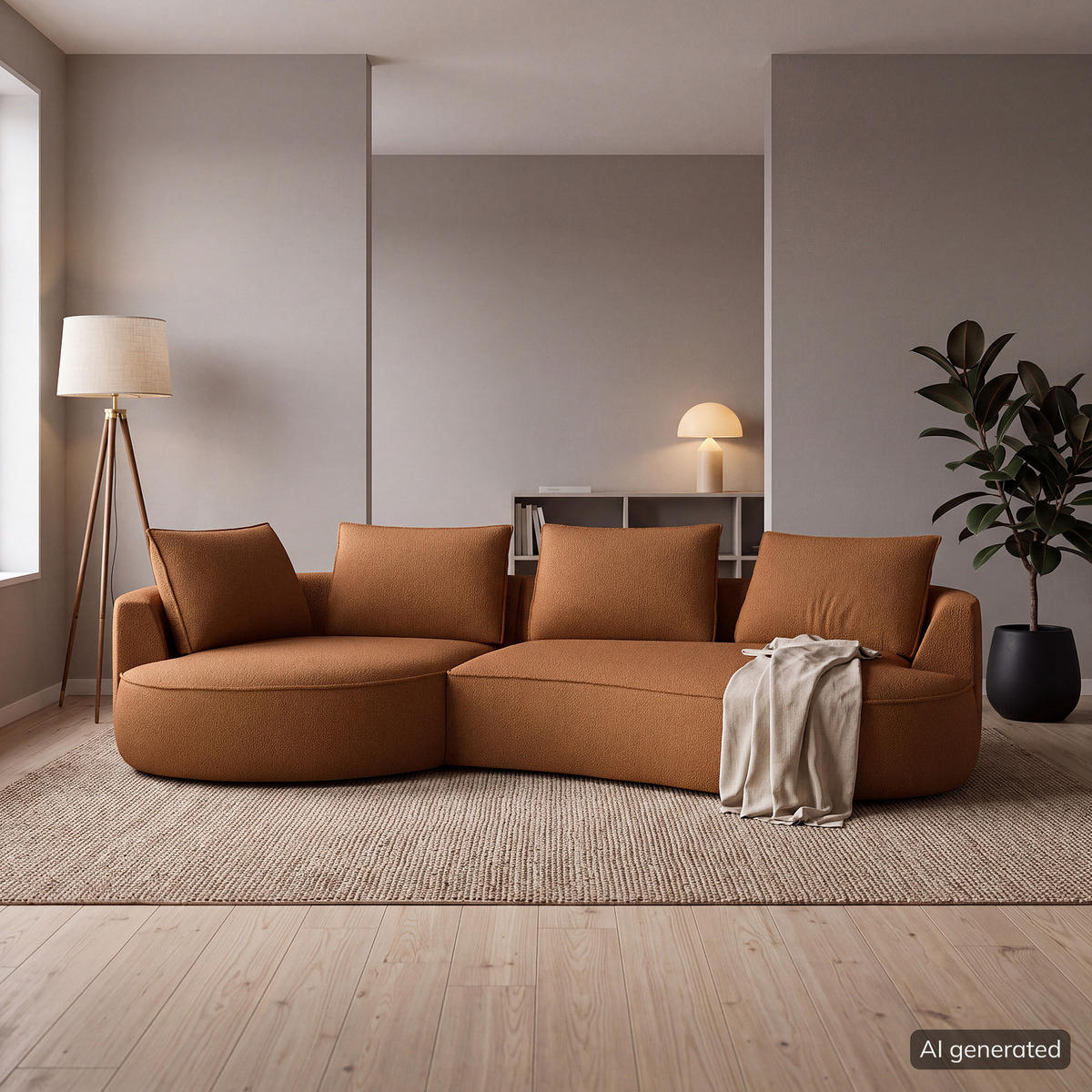 BIGSOFA - Beige/Schwarz, Kunststoff/Textil (322/82/154cm) - home24
