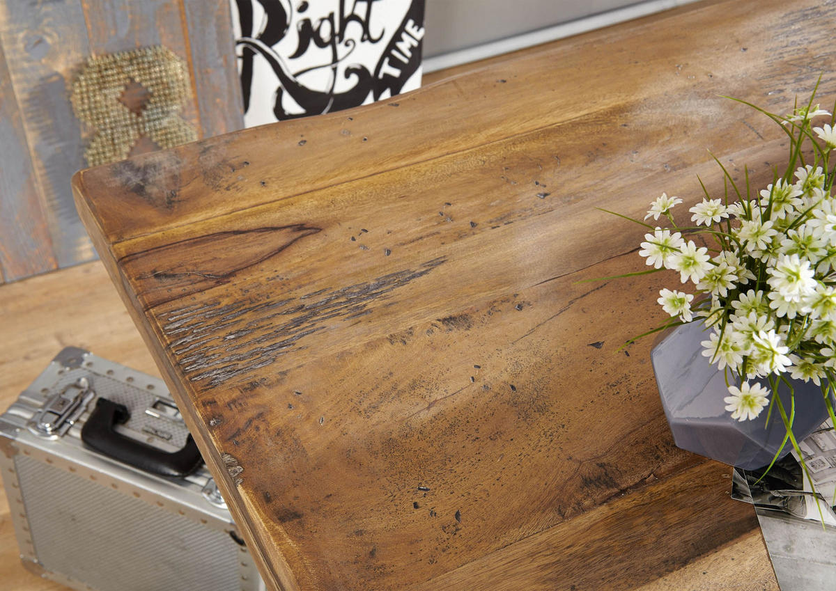 ESSTISCH Mango 180x90x76 natur lackiert RAILWAY #107 - Naturfarben, Holz (180/90/76cm) - Massivmoebel24