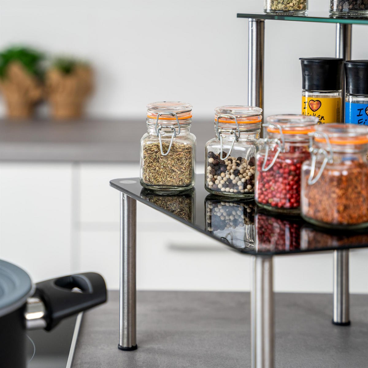 GLAS-KÜCHENREGAL schwarz - Schwarz, Glas (32/33/14cm) - bremermann