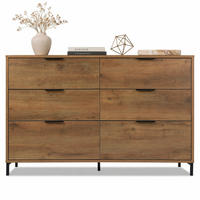 KOMODA tmavě dubová, 6 zásuvek, do ložnice a obytných prostor, 120×40×76 cm - černá/barva dubu, kov/kompozitní dřevo (120/76/40cm) - STILVORA