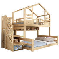 ETAGENBETT 90/140/200 cm aus Holz mit Treppenschrank, Natur - Beige, Holz (90/200cm) - OKMYHOME