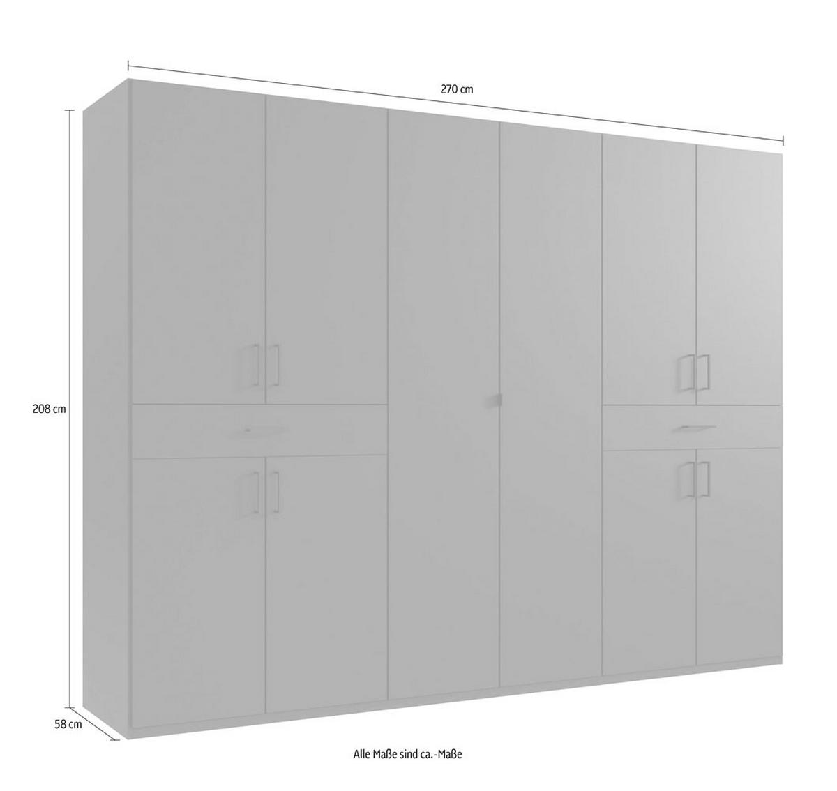 KLEIDERSCHRANK Tibet graphit 270 / 58 / 208cm - Graphitfarben, Holz/Holzwerkstoff (313/208/58cm) - Wimex