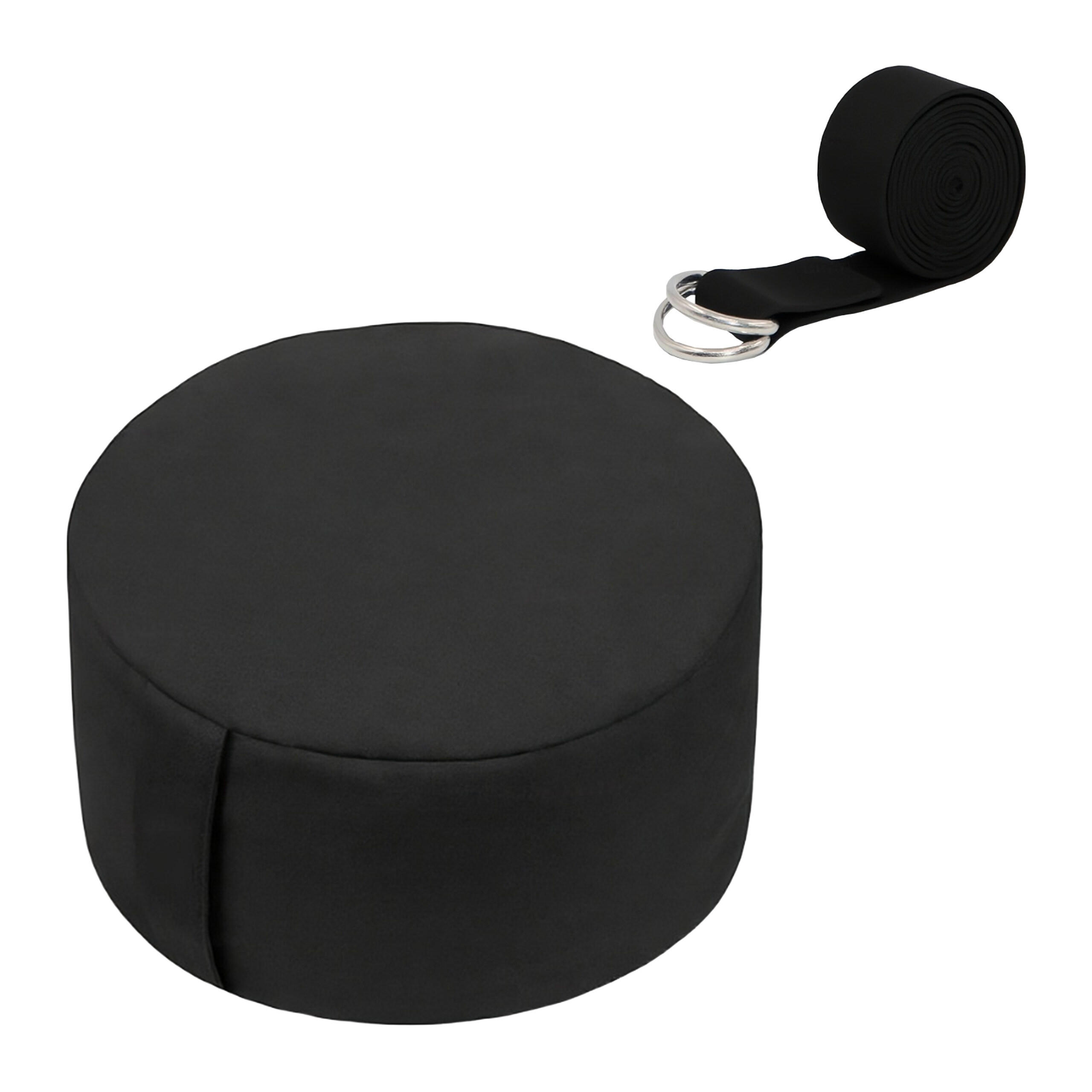 MEDITATIONSKISSEN Set - Schwarz, Naturmaterialen/Textil (33/33/13cm) - Relaxdays