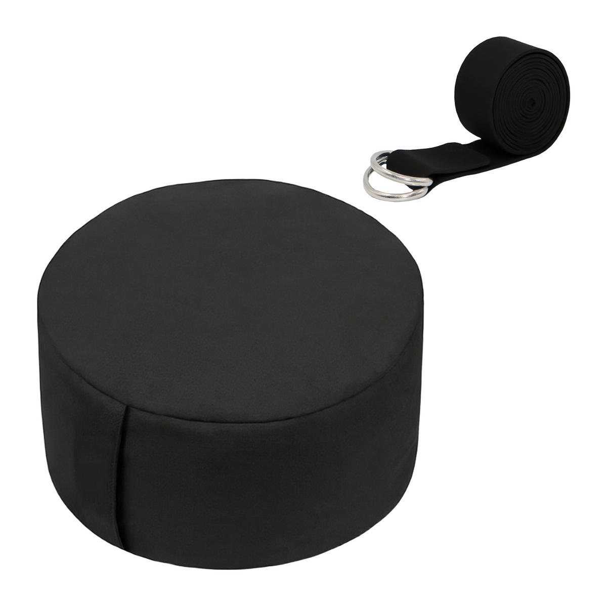 MEDITATIONSKISSEN Set - Schwarz, Naturmaterialen/Textil (33/33/13cm) - Relaxdays