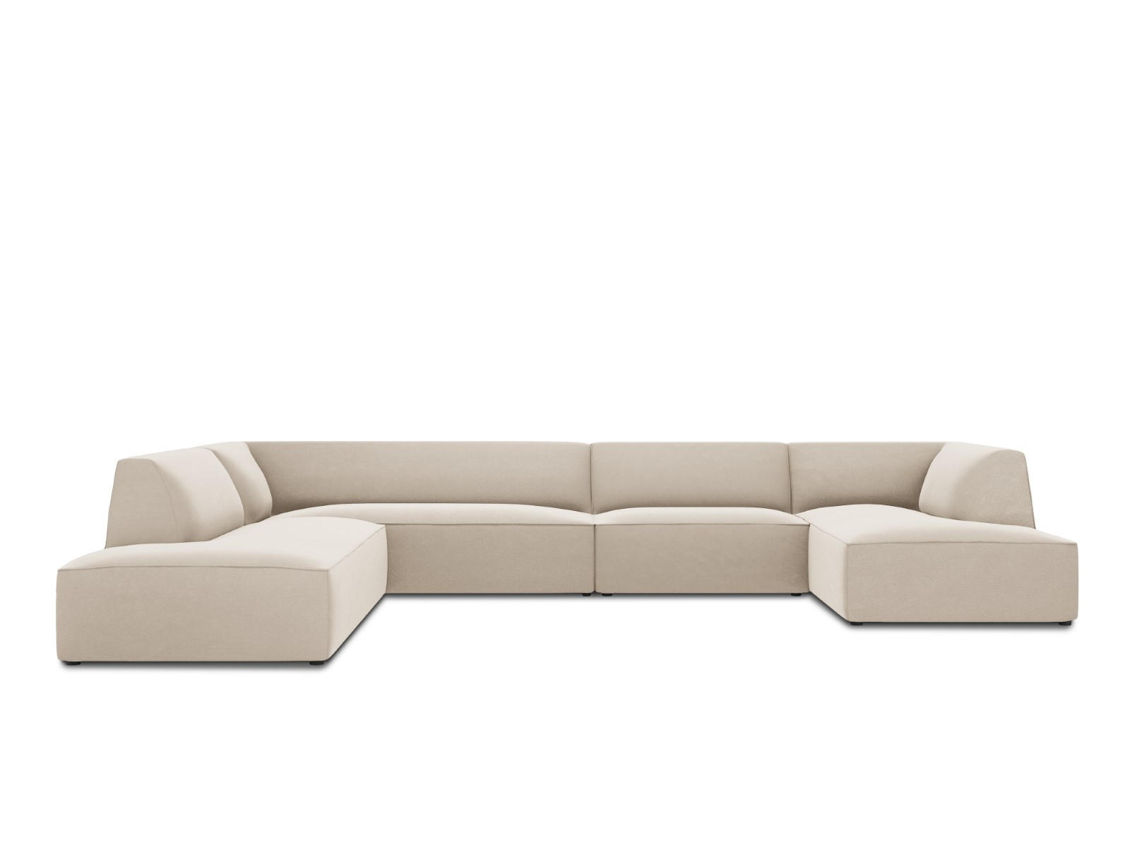 PANORAMASOFA links Ruby aus Samt beige 7 Sitzplätze - Beige, Textil (273/69/366cm) - Micadoni