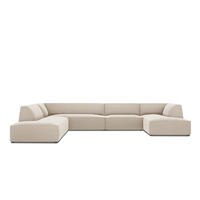 PANORAMASOFA links Ruby aus Samt beige 7 Sitzplätze - Beige, Textil (273/69/366cm) - Micadoni