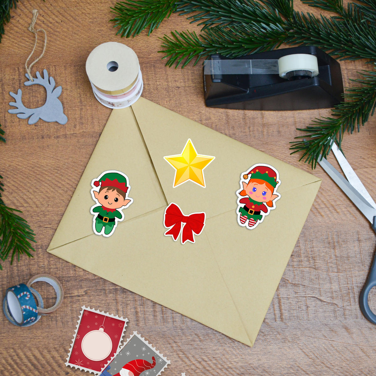 ADVENTSKALENDER-STICKER-SET, 62 Sticker - Multicolor, Papier (2/1/3cm) - Dunedesign