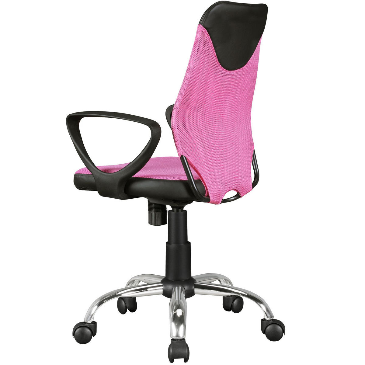JUGENDDREHSTUHL Nylon Ergonomisch Höhenverstellbar DAVOS, Rosa 60x60x101 cm - Silberfarben/Schwarz, Textil/Metall (60/101/60cm) - KADIMA DESIGN