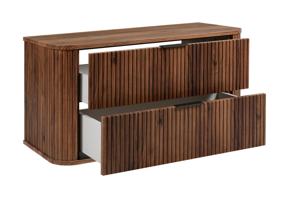 BADEZIMMERSCHRANK, Eiche-Nussbaum, Schwarze Griffe, 41,5 x 100 x 51,7 cm - Dunkelbraun/Schwarz, Holzwerkstoff/Kunststoff (100/51.7/41.5cm) - 3XE LIVING
