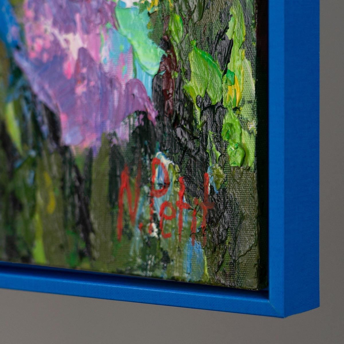 GEMÄLDE Blumige Farben Schattenfugenrahmen Blau 200x100 cm - Blau, Holz (200/100cm) - YS-art gallery