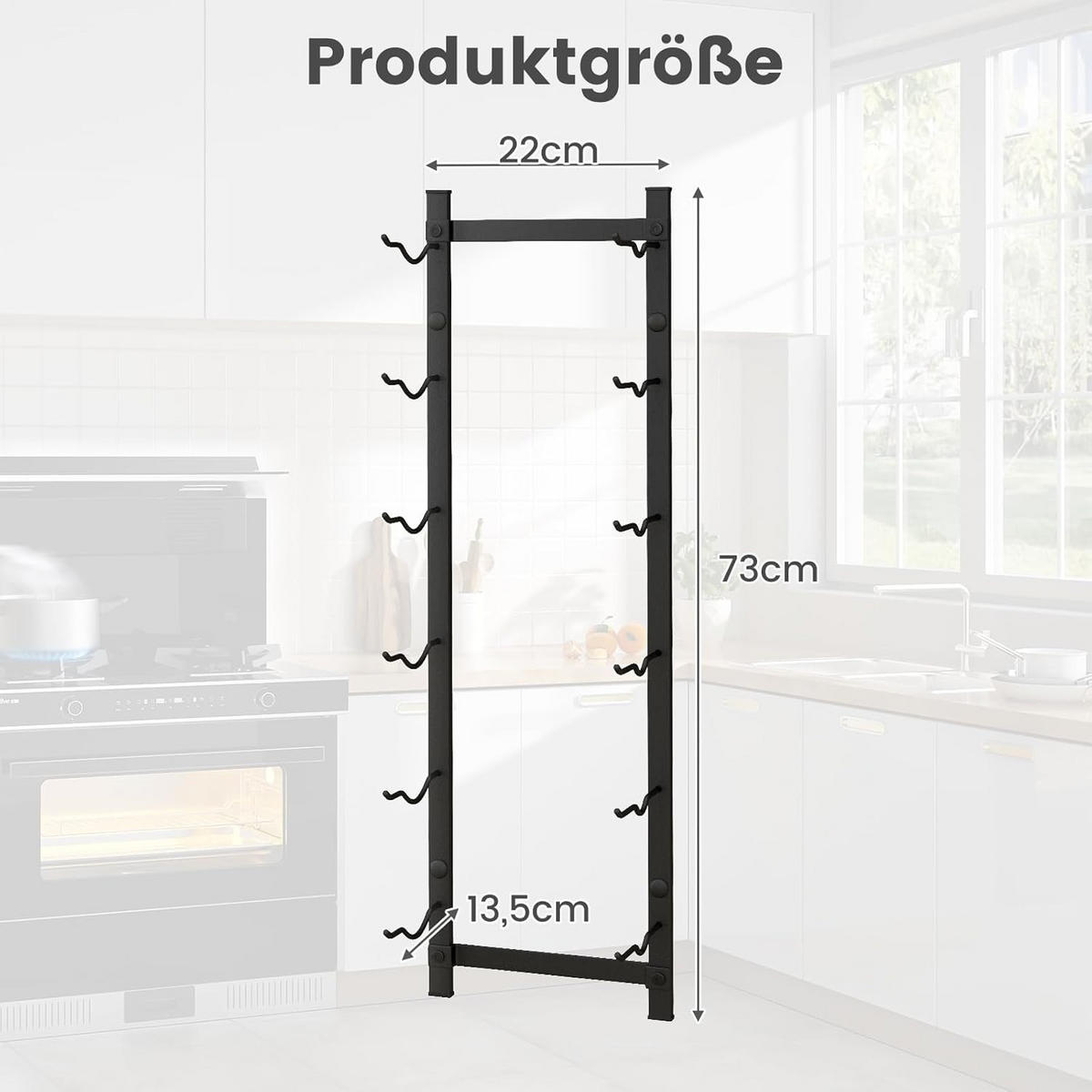 WEINREGAL Schwarz - Schwarz, Metall (22/73/14cm) - COSTWAY