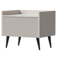 NACHTTISCH Amfali mit 1 Tür, geriffelte Fronten, Push-to-open, Metallbeine, 52 cm, Kaschmir - Kaschmir/Schwarz, Holzwerkstoff/Metall (52/45/41cm) - Beautysofa
