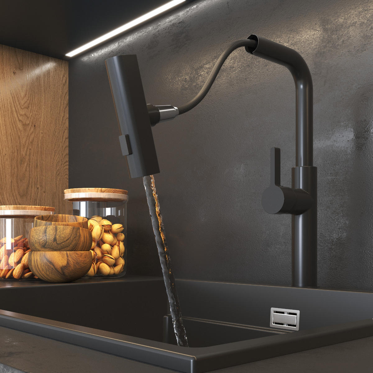 KÜCHENBATTERIE Giro - Schwarz, Metall (17/39/35cm) - Granitan