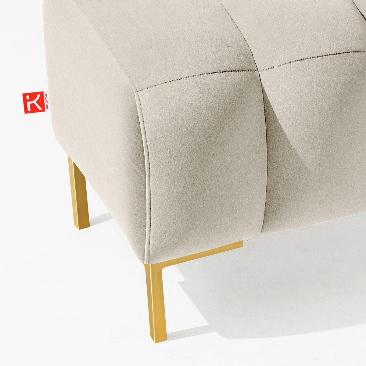 SITZHOCKER Polsterhocker PECCO, Veloursstoff - Goldfarben/Creme, Holz/Textil (60/50/50cm) - KONSIMO®