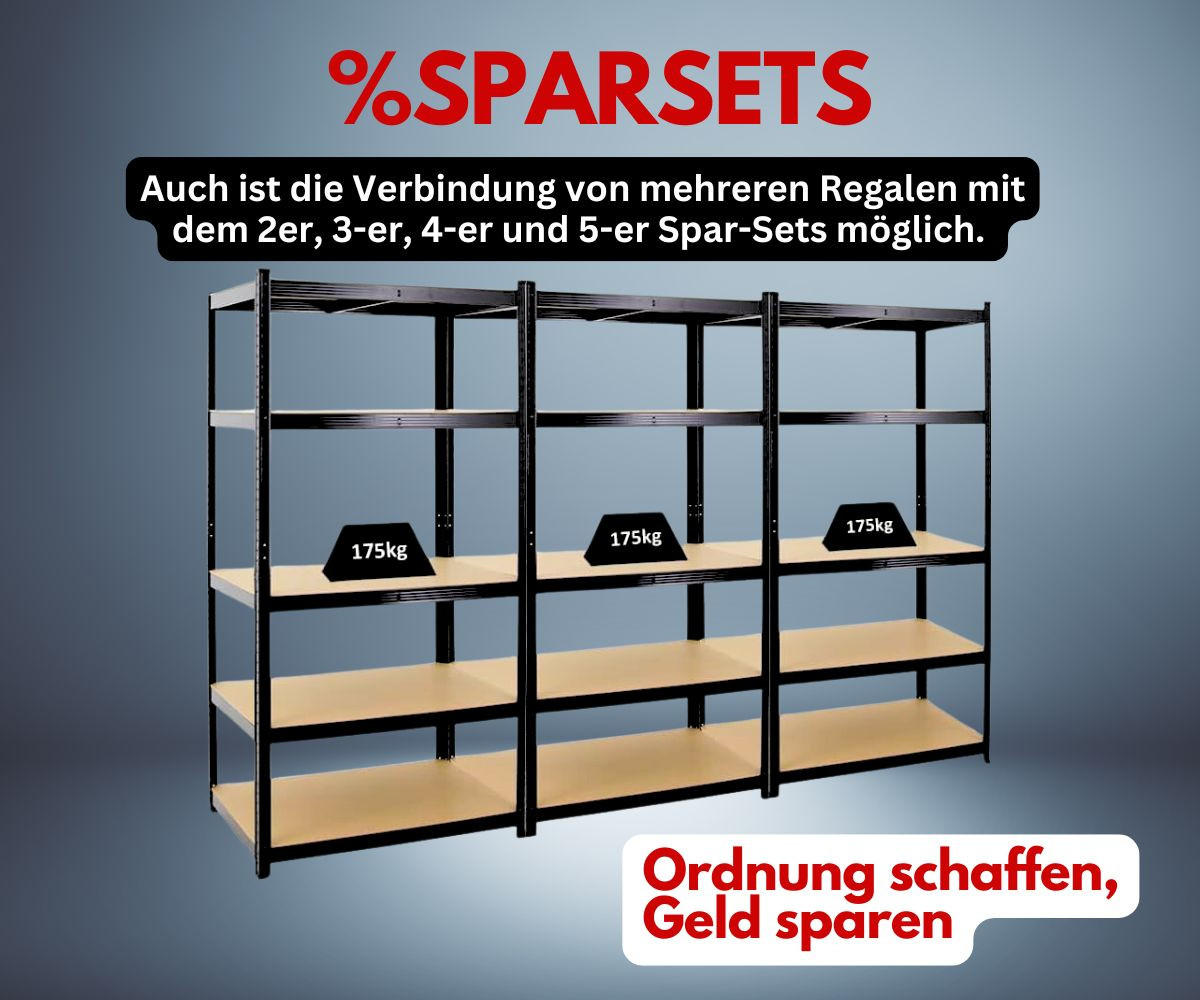 SCHWERLASTREGAL Taurus 180x120x60 cm Fachlast 175 kg Schwarz - Schwarz, Metall (120/180/60cm) - PROREGAL