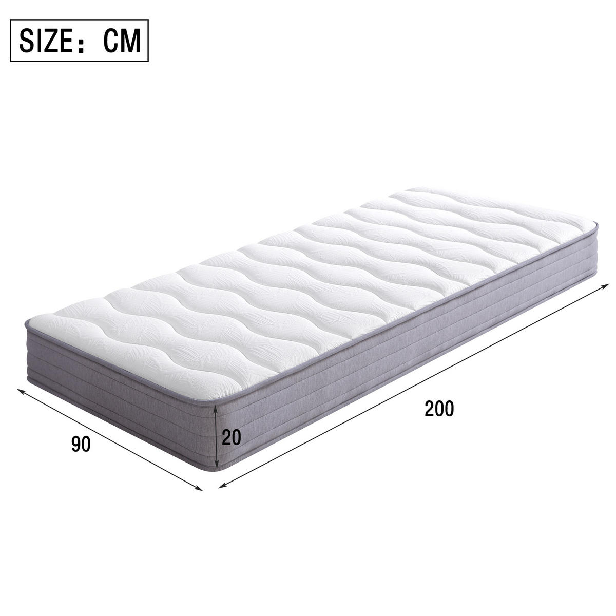 TASCHENFEDERKERNMATRATZE 90/200 cm Weiß, Dicke: 20 cm, Härtegrad: H3 - Weiß, Textil (90/200cm) - Oxeza