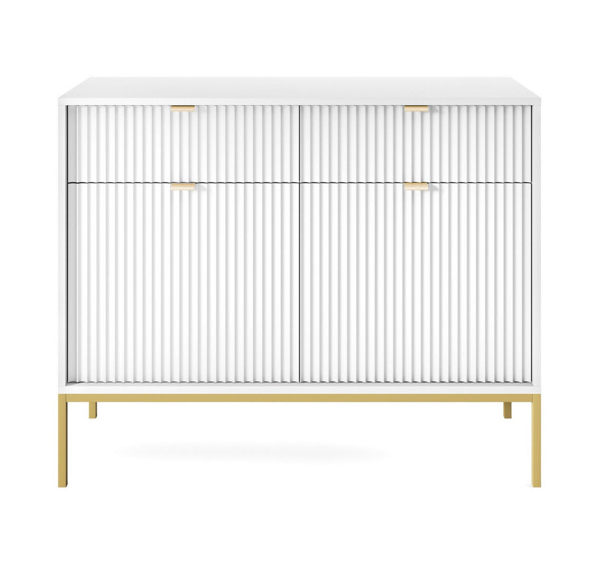 SIDEBOARD 104 cm mit Schubladen Galla, Sideboard, Weiß + Gold - Goldfarben/Weiß, Holz (104/83/39cm) - Emporius