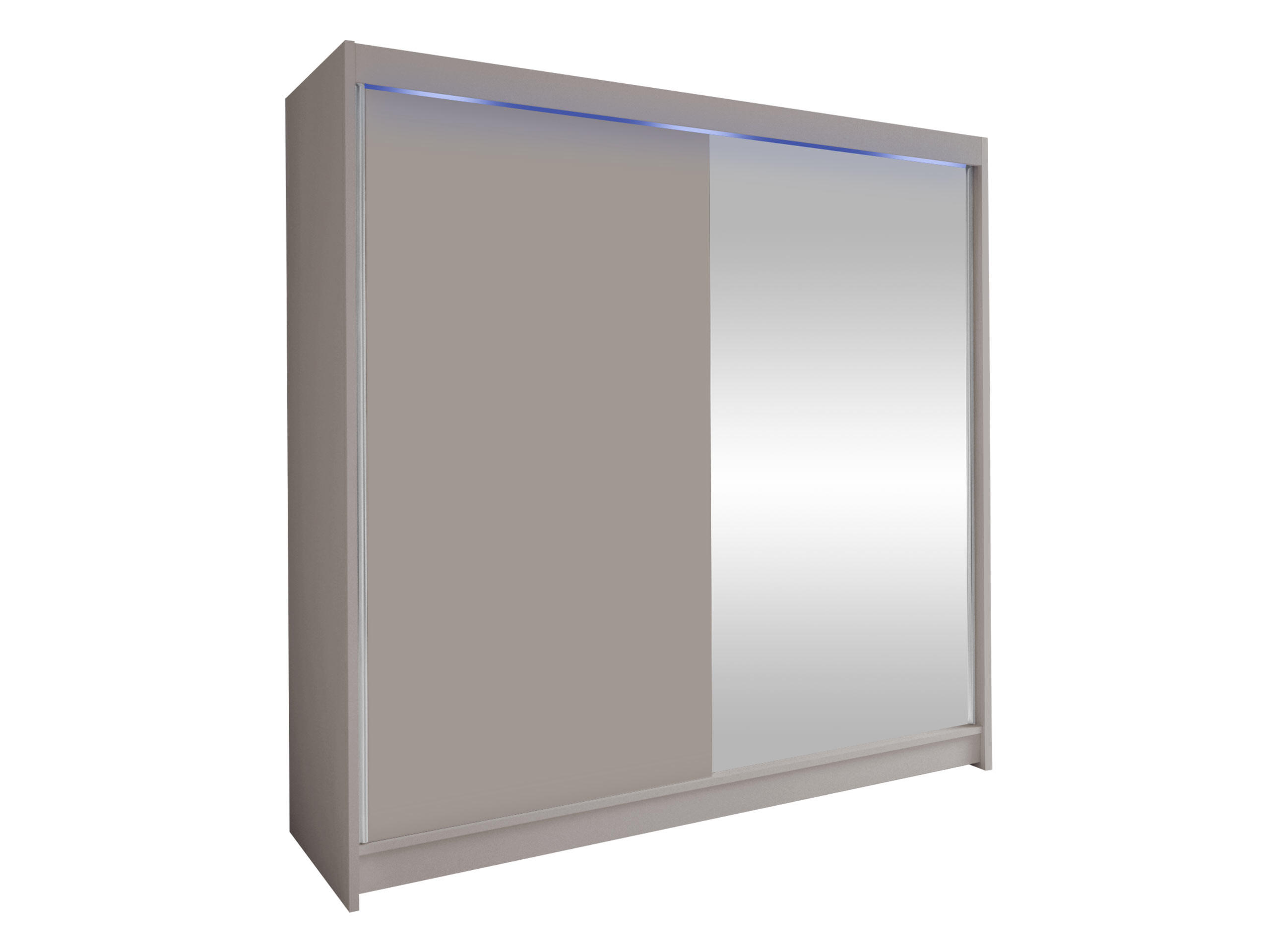 SCHWEBETÜRENSCHRANK Talin I, mit RGB LED Beleuchtung - Kaschmir/Silberfarben, Holzwerkstoff/Metall (180/215/58cm) - MIRJAN24