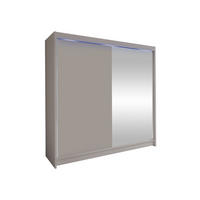 SCHWEBETÜRENSCHRANK Talin I, mit RGB LED Beleuchtung - Kaschmir/Silberfarben, Holzwerkstoff/Metall (180/215/58cm) - MIRJAN24