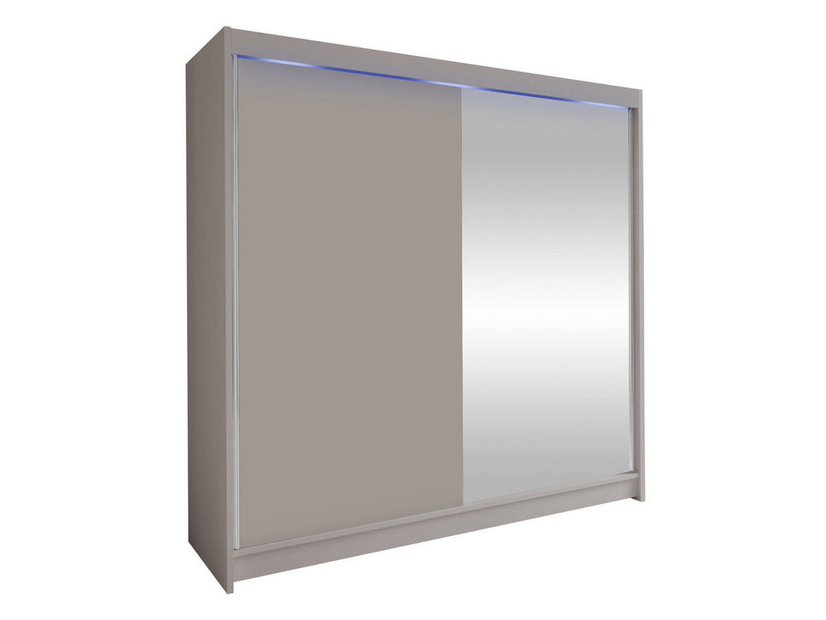 SCHWEBETÜRENSCHRANK Talin I, mit RGB LED Beleuchtung - Kaschmir/Silberfarben, Holzwerkstoff/Metall (180/215/58cm) - MIRJAN24