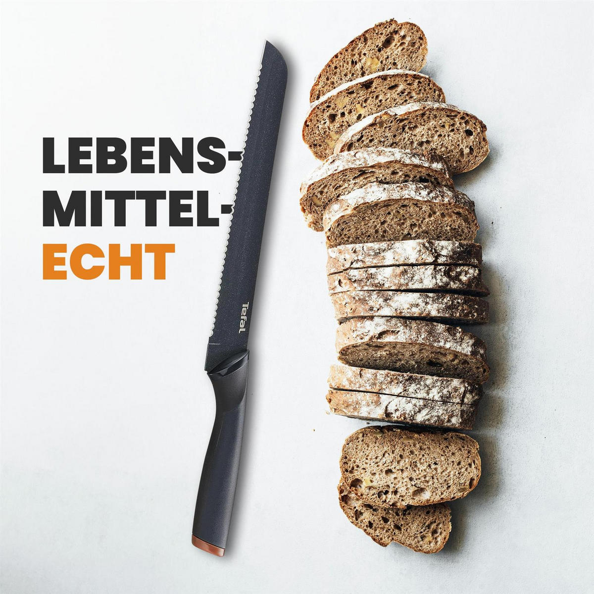 BROTMESSER Fresh Kitchen Brotmesser 20 cm, Klinge aus Edelstahl mit titanverstärkter Antihaftbeschichtung, inkl. Schutzhülle & spülmaschinenfest - Silberfarben, Kunststoff/Metall (34cm) - Bestlivings