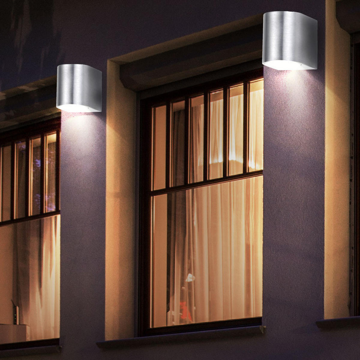 LED AUSSEN-WANDLEUCHTE Aluminium Silber 2er Set - Silberfarben, Glas (7/8/9.4cm)