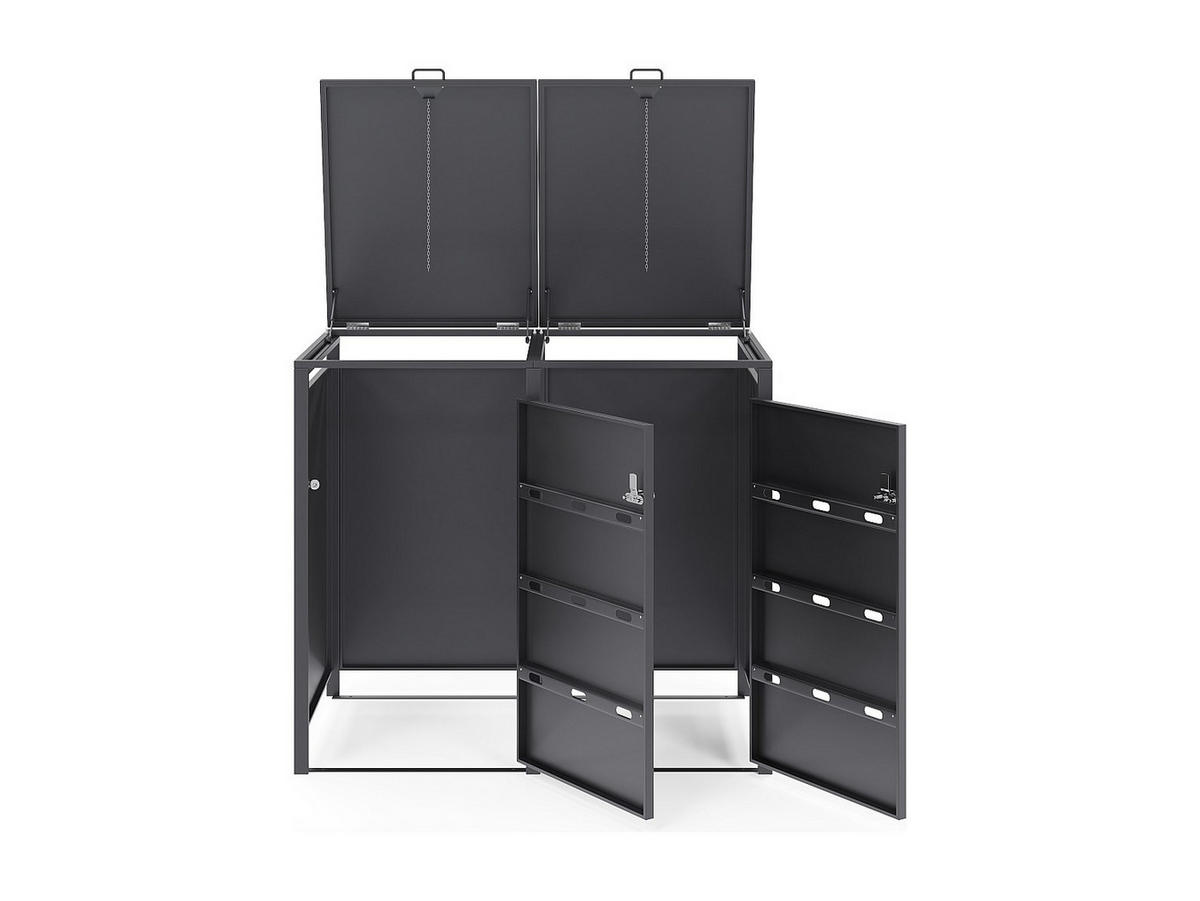 MÜLLTONNENBOX - 120cm x 76cm - Stahl - anthrazitgrau - LOKAFA - Anthrazit, Metall (120/104/76cm) - Vente-Unique