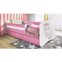 KINDERBETT Katze 80x160 cm mit Matratze, Schublade, Rausfallschutz & Lattenrost, Rosa - Rosa, Holzwerkstoff (80/160cm) - RAUMHIRSCH FURNITURE