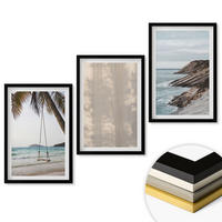 WANDBILDER 3er-Set - 40x60 cm Schwarzer Rahmen - Sommerlicher Sandstrand mit Meerblick - Schwarz, Kunststoff (40/60cm) - ArtPrintCave
