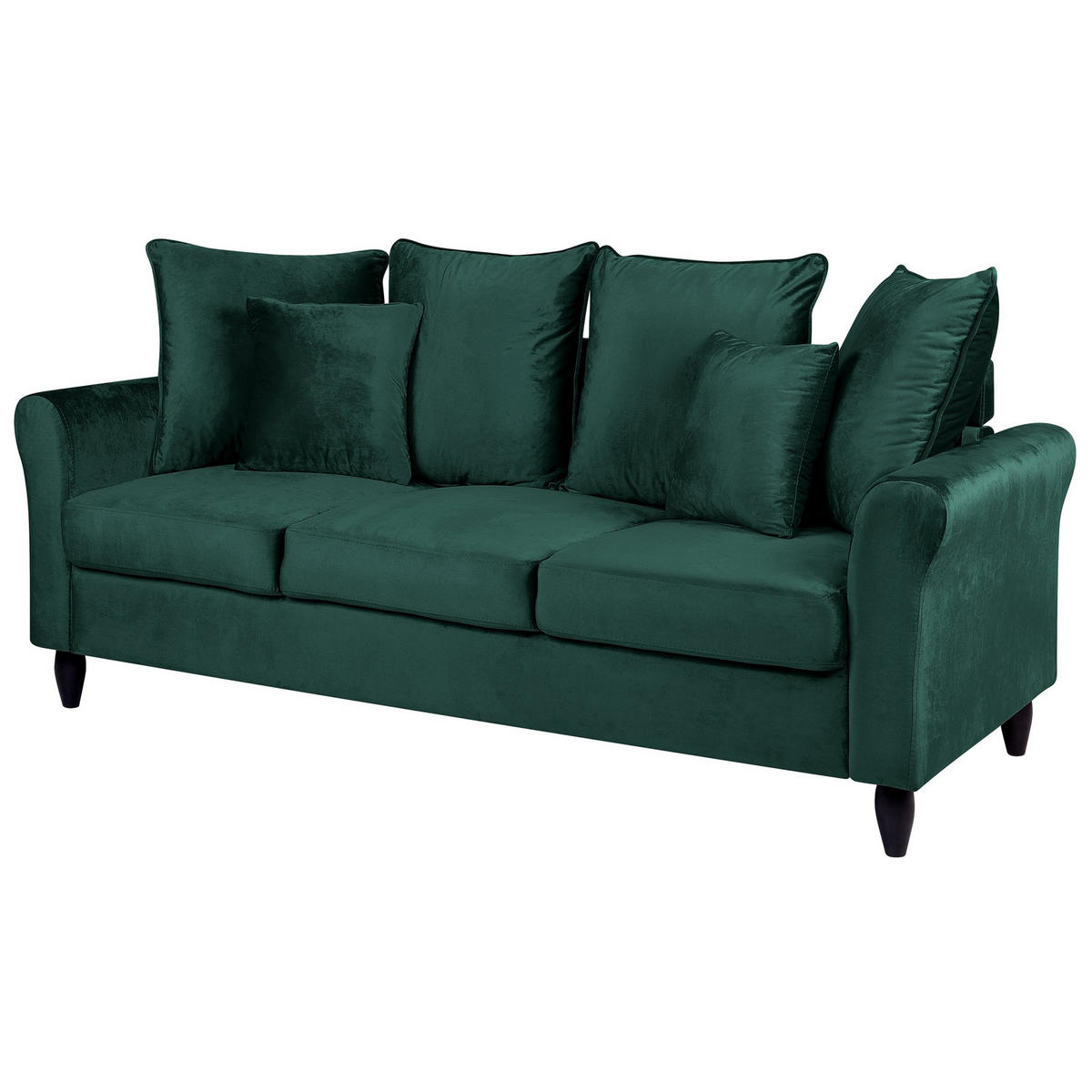 3-SITZER-SOFA Samtstoff Dunkelgrün Bornholm - Dunkelgrün, Textil (197/76/79cm) - Beliani