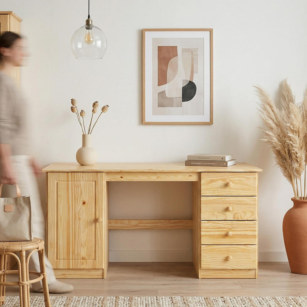 SCHREIBTISCH MANAGER natur - Naturfarben, Holz (54/145/73cm) - IDIMEX