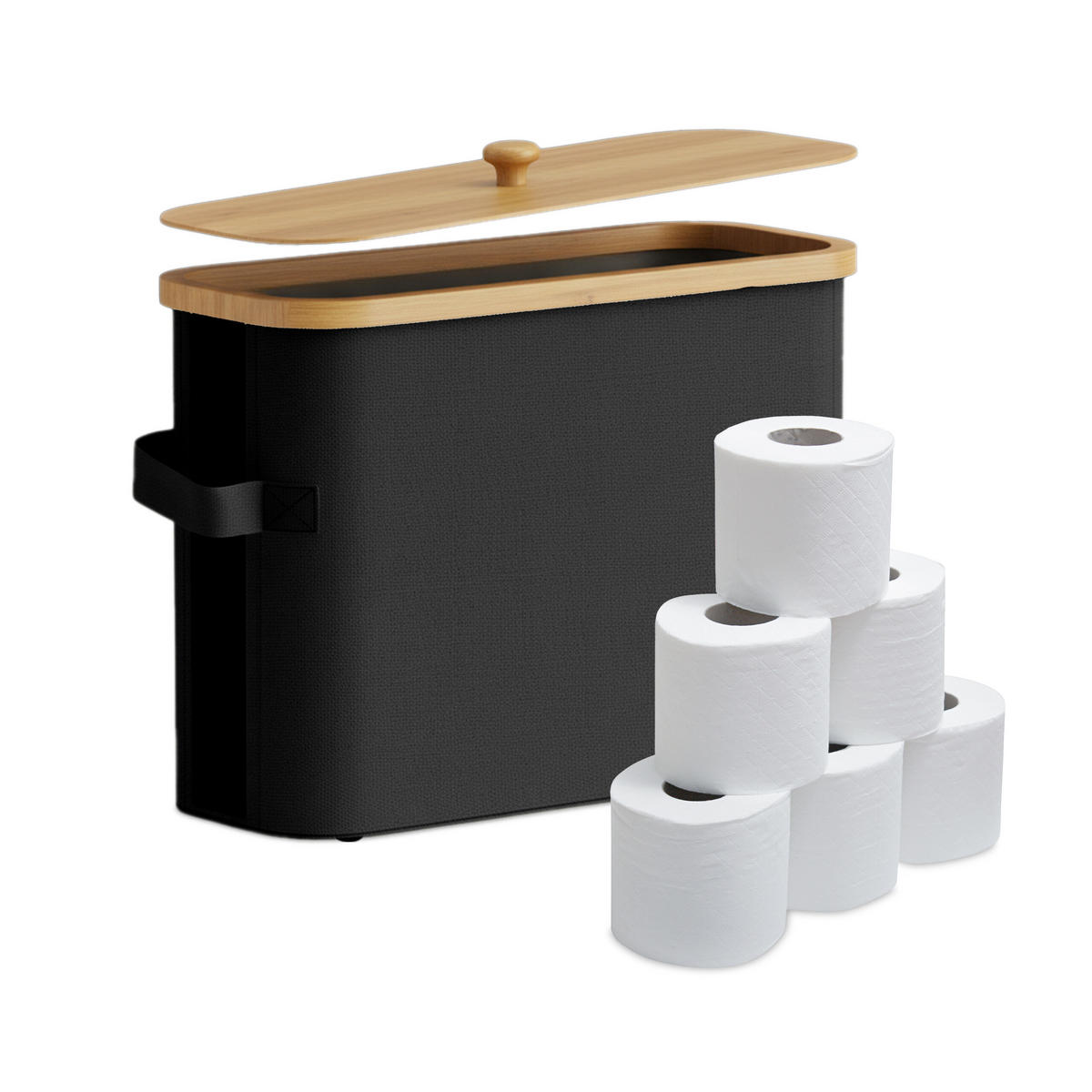 TOILETTENPAPIER-AUFBEWAHRUNG - Schwarz, Holz/Kunststoff (45/33/16cm) - Relaxdays