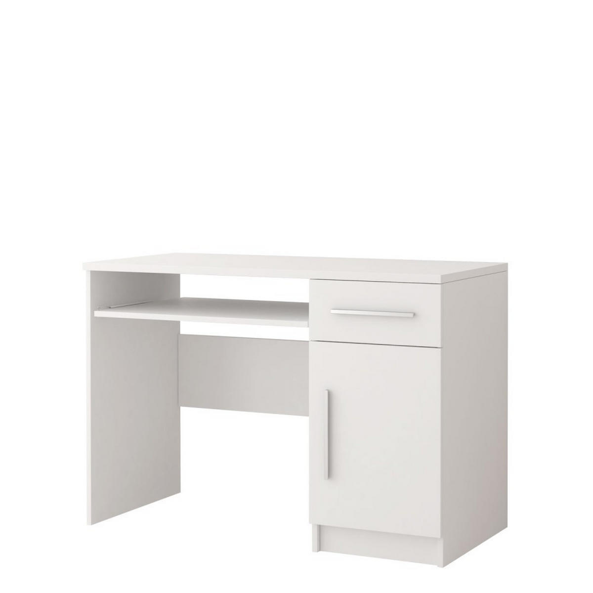 JUGENDZIMMER-SET TOBBY 01 3-teilig weiß/weiß Kleiderschrank, Schreibtisch, Wandregal - Alufarben/Weiß, Glas/Holzwerkstoff (120/200/61cm) - imoebel24