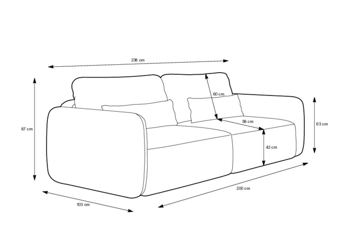 SOFA MOSSA Beige 238x103x87 cm - Beige, Textil (238/87/103cm) - FURNLUX