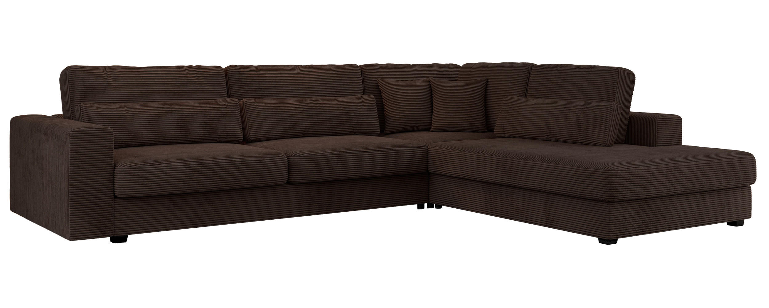 ECKSOFA Savona Braun Cord - rechts - Schwarz/Braun, Kunststoff/Textil (249/316cm) - MKS