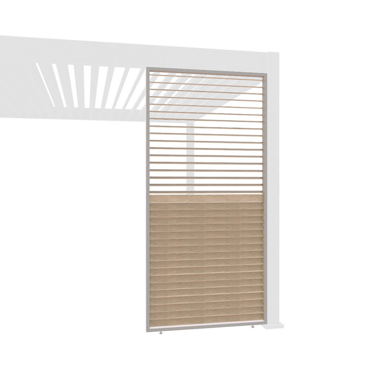 LAMELLENWAND für Pergola Holzoptik drehbare Lamellen Aluminium 123cm - Beige, Metall (123/234/6cm) - WEIDE