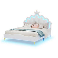 KINDERBETT 140/200 cm in Weiß mit LED und höhenverstellbarem Kopfteil - Weiß, Kunststoff (140/200cm) - BEAOK