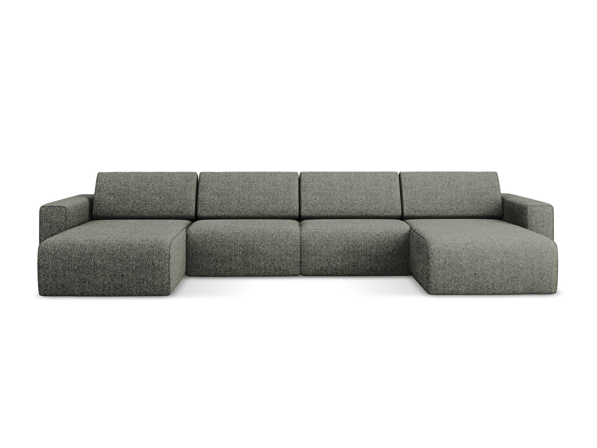 WOHNLANDSCHAFT Strukturstoff Stoff Grau - Dunkelgrau/Schwarz, Kunststoff/Textil (404/80/167cm) - Makamii