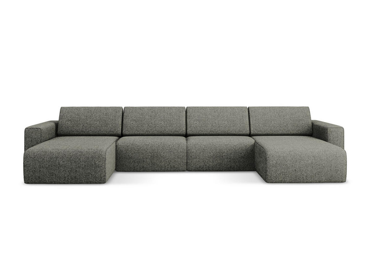 WOHNLANDSCHAFT Strukturstoff Stoff Grau - Dunkelgrau/Schwarz, Kunststoff/Textil (404/80/167cm) - Makamii