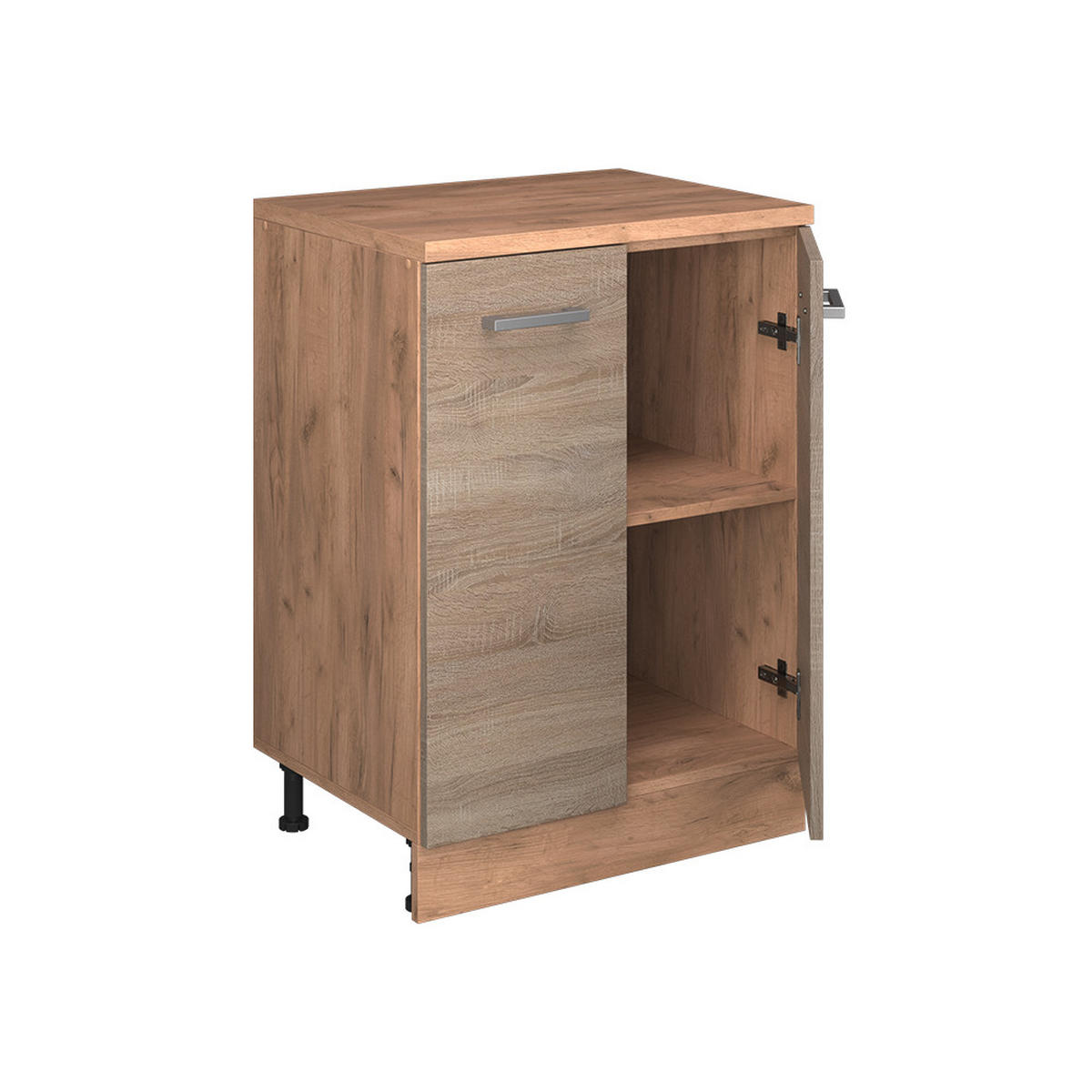 KUHINJSKA OMARA ZA POŠEVNE STREHE R-Line, Sonoma, 60 cm brez naklona z 2 vrati - hrast sonoma/medeni hrast, leseni material (60/83.8/46cm) - Vicco